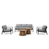 Florence/Palau stoel-bank loungeset 5 personen | aluminium + touw | antraciet | 5-delig