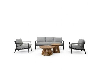Florence/Palau stoel-bank loungeset 5 personen | aluminium + touw | antraciet | 5-delig