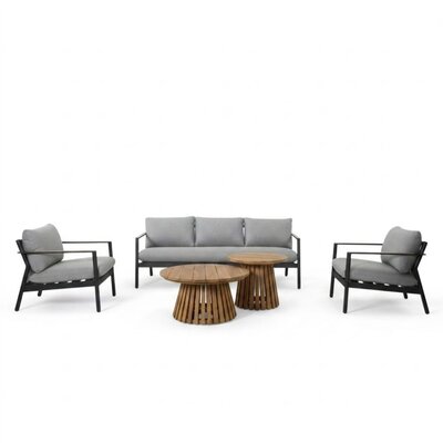 Florence/Palau stoel-bank loungeset 5 personen | aluminium + touw | antraciet | 5-delig