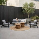 Florence/Palau stoel-bank loungeset 5 personen | aluminium + touw | antraciet | 5-delig