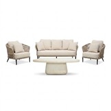 Palermo/Luna stoel-bank loungeset 5 personen | aluminium + touw | Sahara Dust | 4-delig
