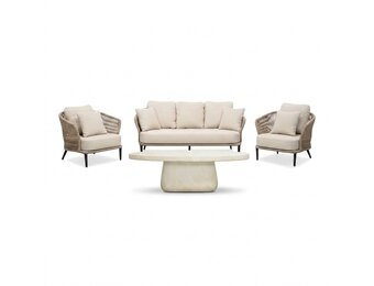Palermo/Luna stoel-bank loungeset 5 personen | aluminium + touw | Sahara Dust | 4-delig