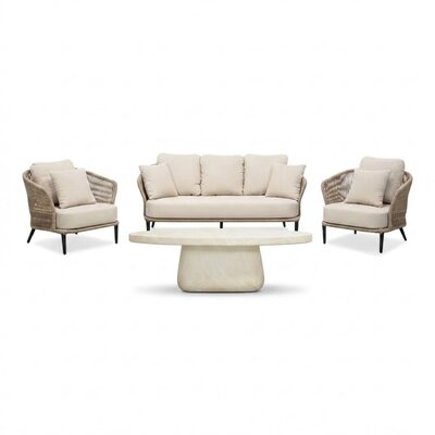 Palermo/Luna stoel-bank loungeset 5 personen | aluminium + touw | Sahara Dust | 4-delig
