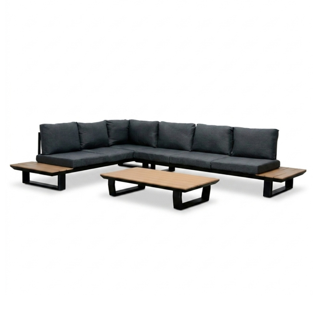Atlanta hoek loungeset 6 personen | aluminium + polywood | antraciet | 3-delig - 305x228cm