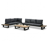 Atlanta hoek loungeset 6 personen | aluminium + polywood | antraciet | 3-delig - 305x228cm
