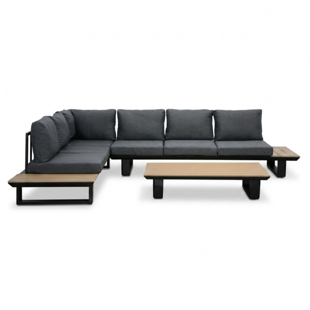 Atlanta hoek loungeset 6 personen | aluminium + polywood | antraciet | 3-delig - 305x228cm