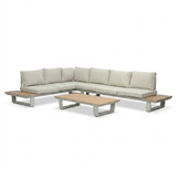Atlanta hoek loungeset 6 personen | aluminium + polywood | beige | 3-delig - 305x228cm