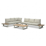 Atlanta hoek loungeset 6 personen | aluminium + polywood | beige | 3-delig - 305x228cm