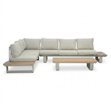 Atlanta hoek loungeset 6 personen | aluminium + polywood | beige | 3-delig - 305x228cm