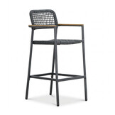 Denver dining barstoel | touw + aluminium | antraciet