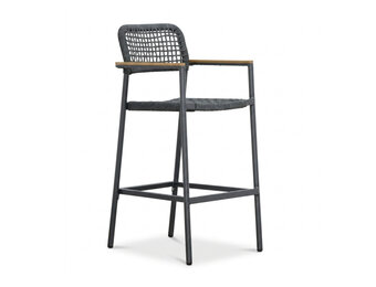 Denver dining barstoel | touw + aluminium | antraciet