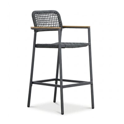 Denver dining barstoel | touw + aluminium | antraciet