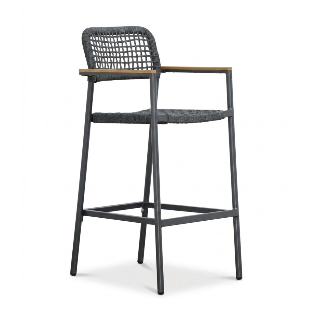 Denver dining barstoel | touw + aluminium | antraciet
