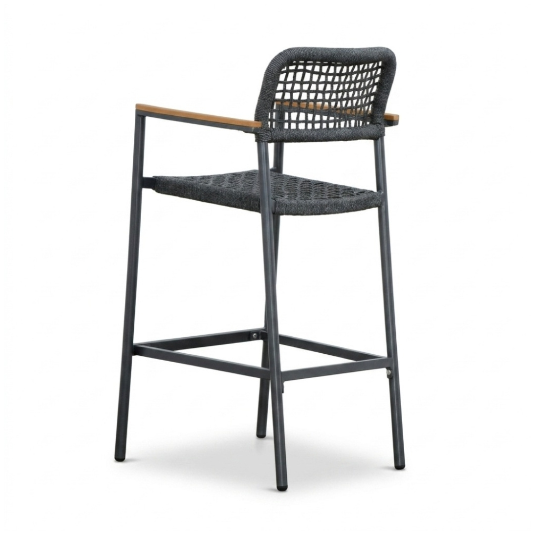 Denver dining barstoel | touw + aluminium | antraciet