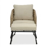Flora loungestoel tuin met voetenbank | wicker + aluminium | Sahara Dust
