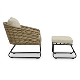 Flora loungestoel tuin met voetenbank | wicker + aluminium | Sahara Dust