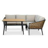 Lucca dining loungeset 5 personen | wicker + aluminium | zand | 4-delig - 219x219cm