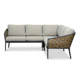 Lucca dining loungeset 5 personen | wicker + aluminium | zand | 4-delig - 219x219cm