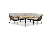 Lucca dining loungeset 5 personen | wicker + aluminium | zand | 4-delig - 219x219cm