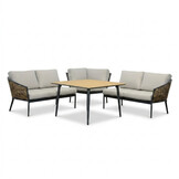 Lucca dining loungeset 5 personen | wicker + aluminium | zand | 4-delig - 219x219cm