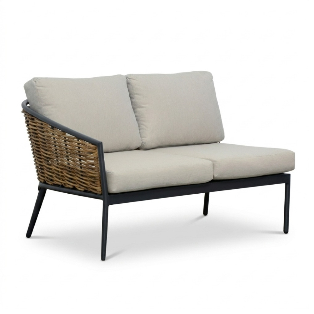 Lucca dining loungeset 5 personen | wicker + aluminium | zand | 4-delig - 219x219cm