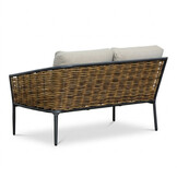 Lucca dining loungeset 5 personen | wicker + aluminium | zand | 4-delig - 219x219cm