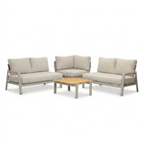 Marbella hoek loungeset beige 5 personen | aluminium + teak | beige | 4-delig - 222x222cm