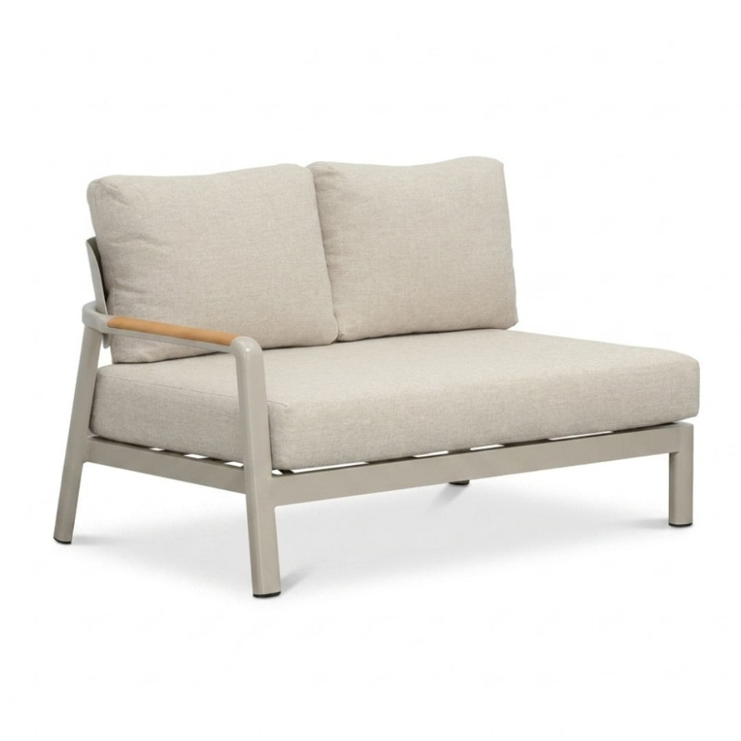 Marbella hoek loungeset beige 5 personen | aluminium + teak | beige | 4-delig - 222x222cm