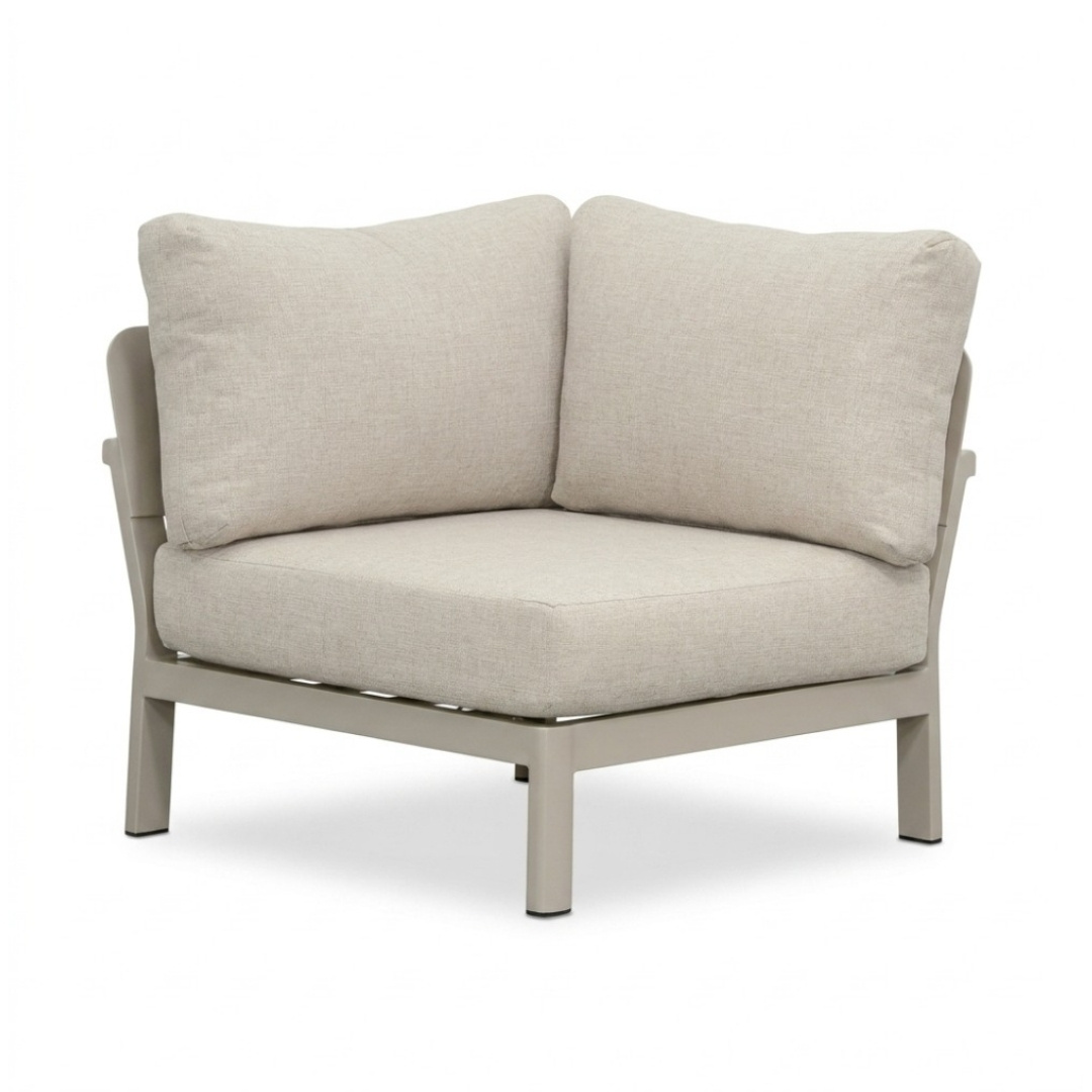 Marbella hoek loungeset beige 5 personen | aluminium + teak | beige | 4-delig - 222x222cm