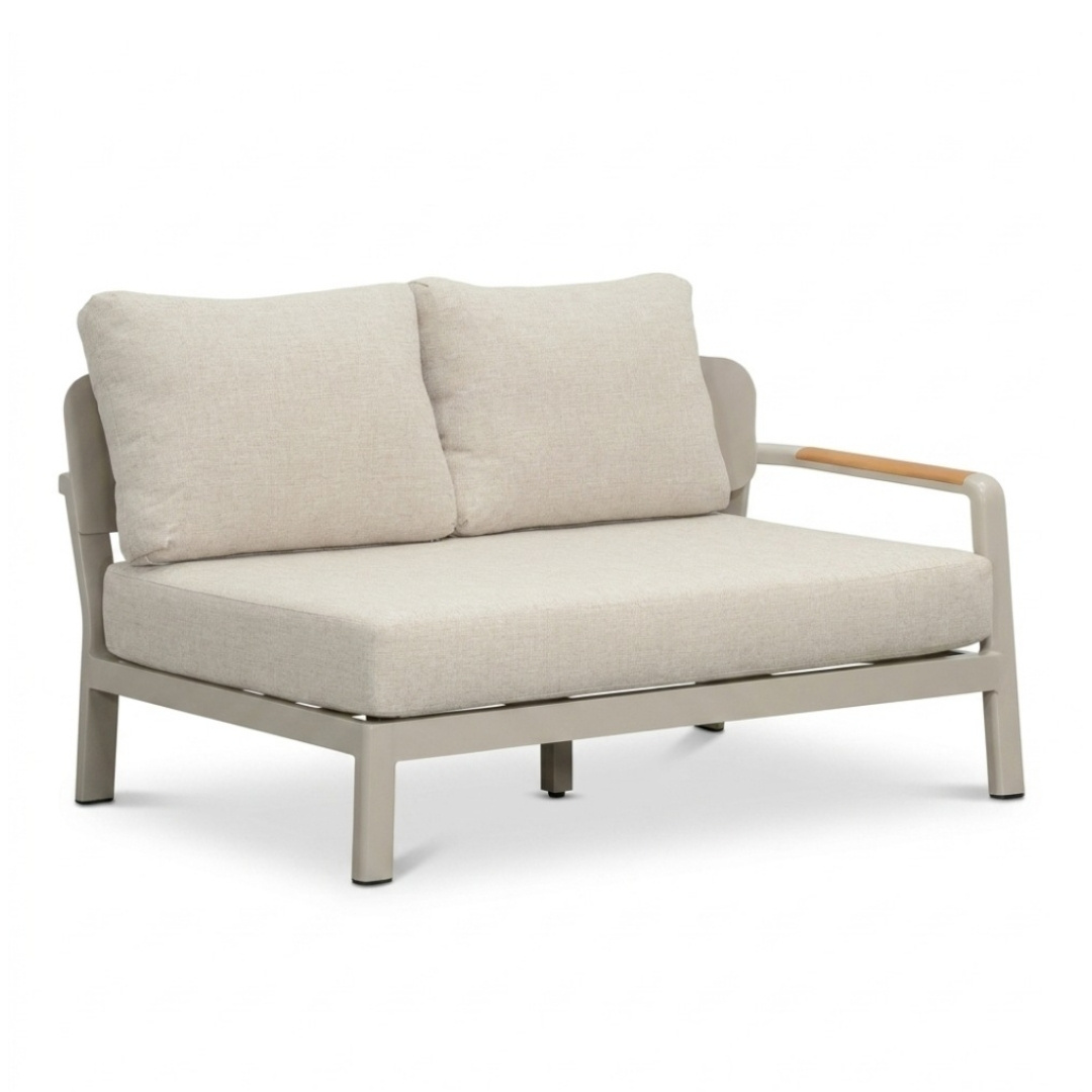 Marbella hoek loungeset beige 5 personen | aluminium + teak | beige | 4-delig - 222x222cm