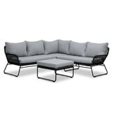Potenza hoek loungeset 5 personen | aluminium + touw | Stone Grey | 4-delig - 213x213cm