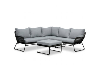 Potenza hoek loungeset 5 personen | aluminium + touw | Stone Grey | 4-delig - 213x213cm