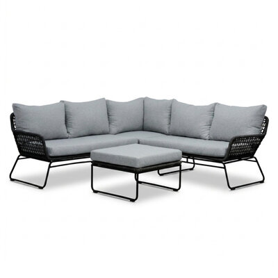 Potenza hoek loungeset 5 personen | aluminium + touw | Stone Grey | 4-delig - 213x213cm