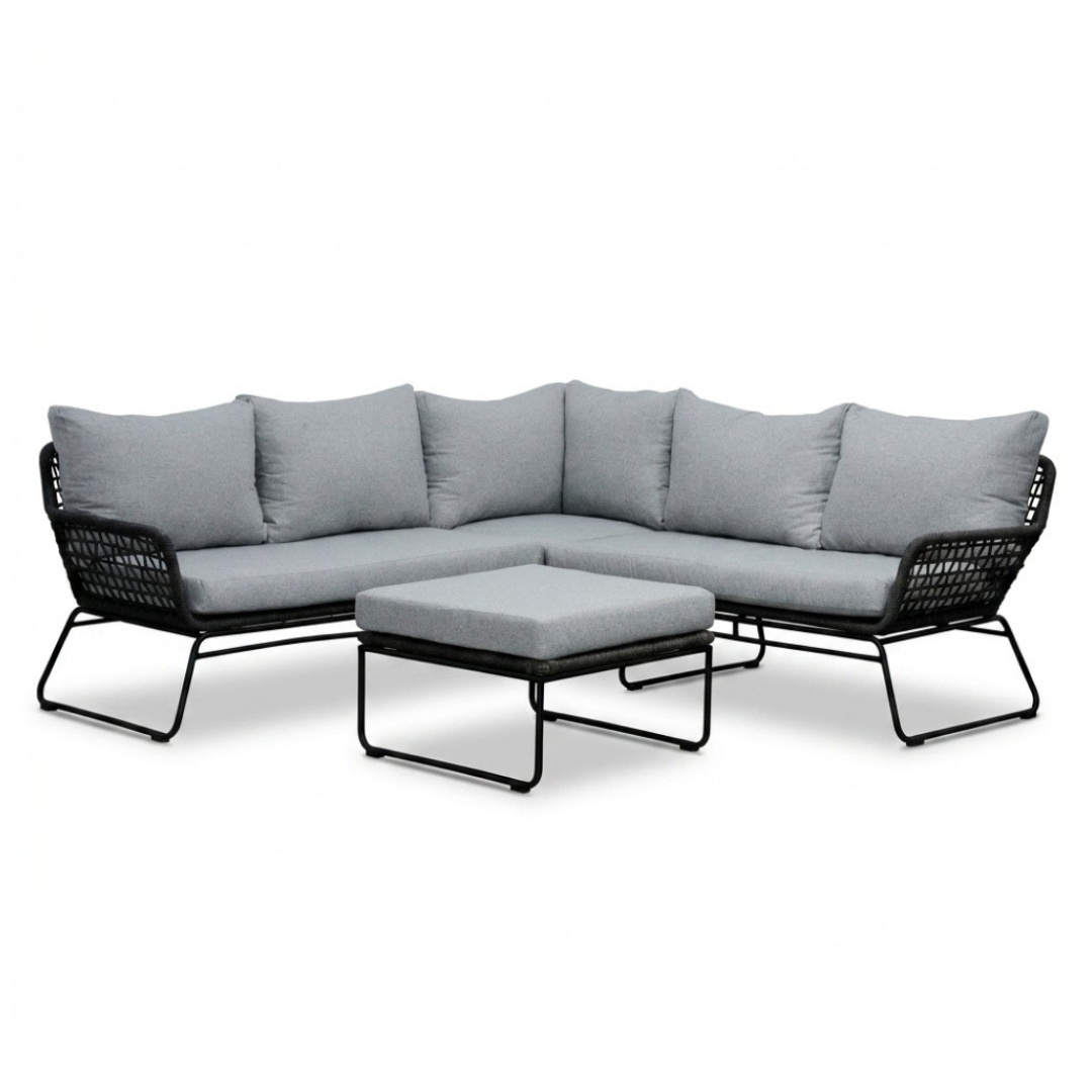 Potenza hoek loungeset 5 personen | aluminium + touw | Stone Grey | 4-delig - 213x213cm