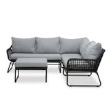 Potenza hoek loungeset 5 personen | aluminium + touw | Stone Grey | 4-delig - 213x213cm
