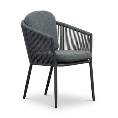 Parma dining tuinstoel | touw + aluminium | antraciet