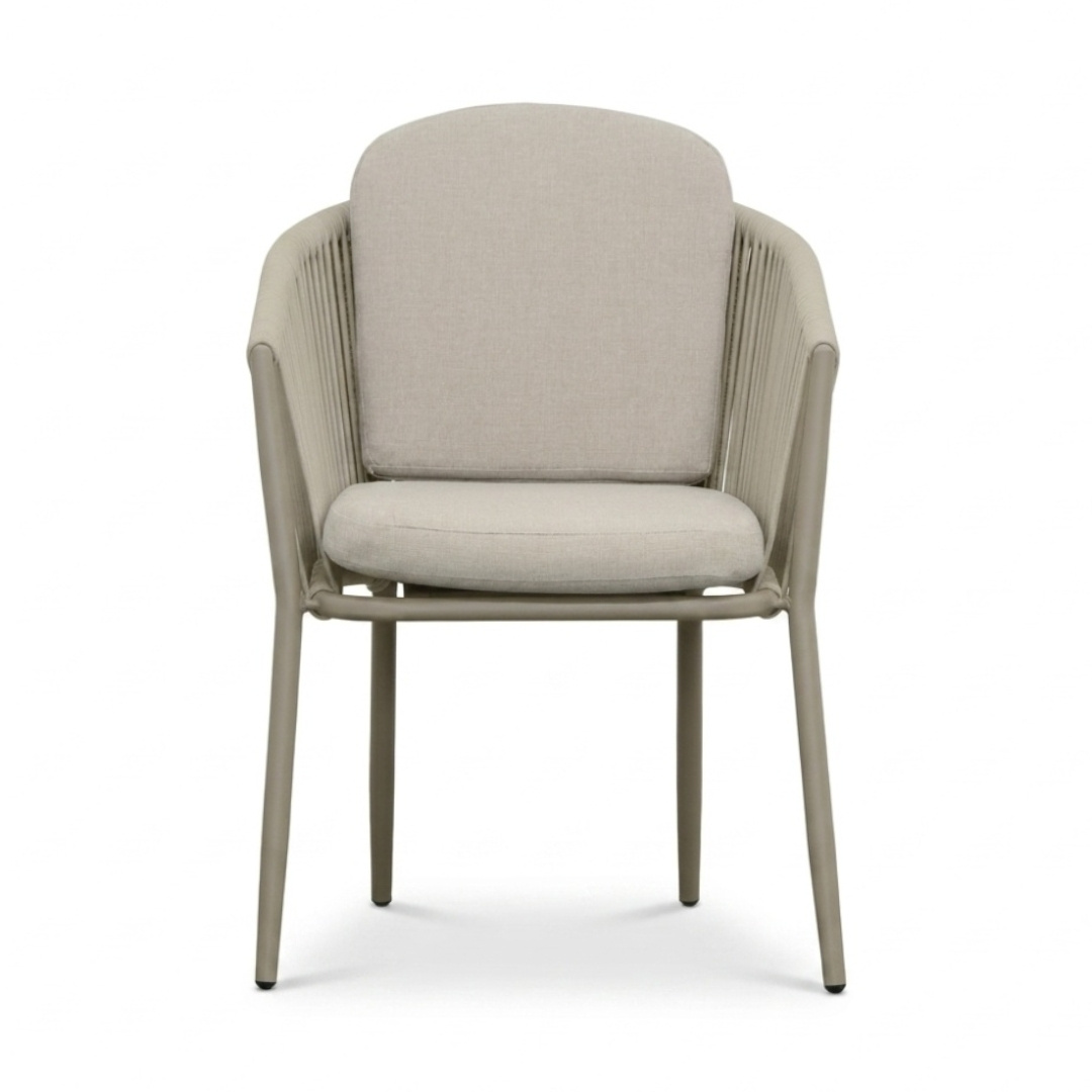 Parma dining tuinstoel | touw + aluminium | beige