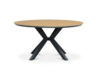 Cervo dining tuintafel 6 personen | polywood + aluminium | Natural Wood | Ø144cm rond