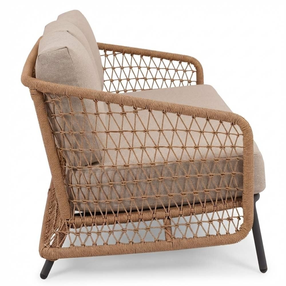 Vienna/Palau stoel-bank loungeset 5 personen | wicker + aluminium | zand | 5-delig
