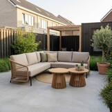 Vienna/Palau hoek loungeset 5 personen | wicker + aluminium | zand | 4-delig - 223x223cm