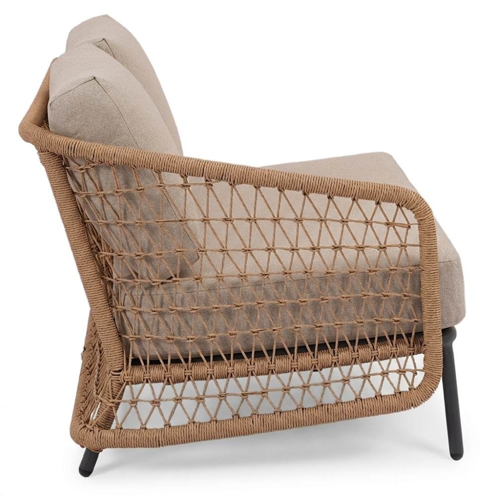 Vienna/Palau hoek loungeset 5 personen | wicker + aluminium | zand | 4-delig - 223x223cm