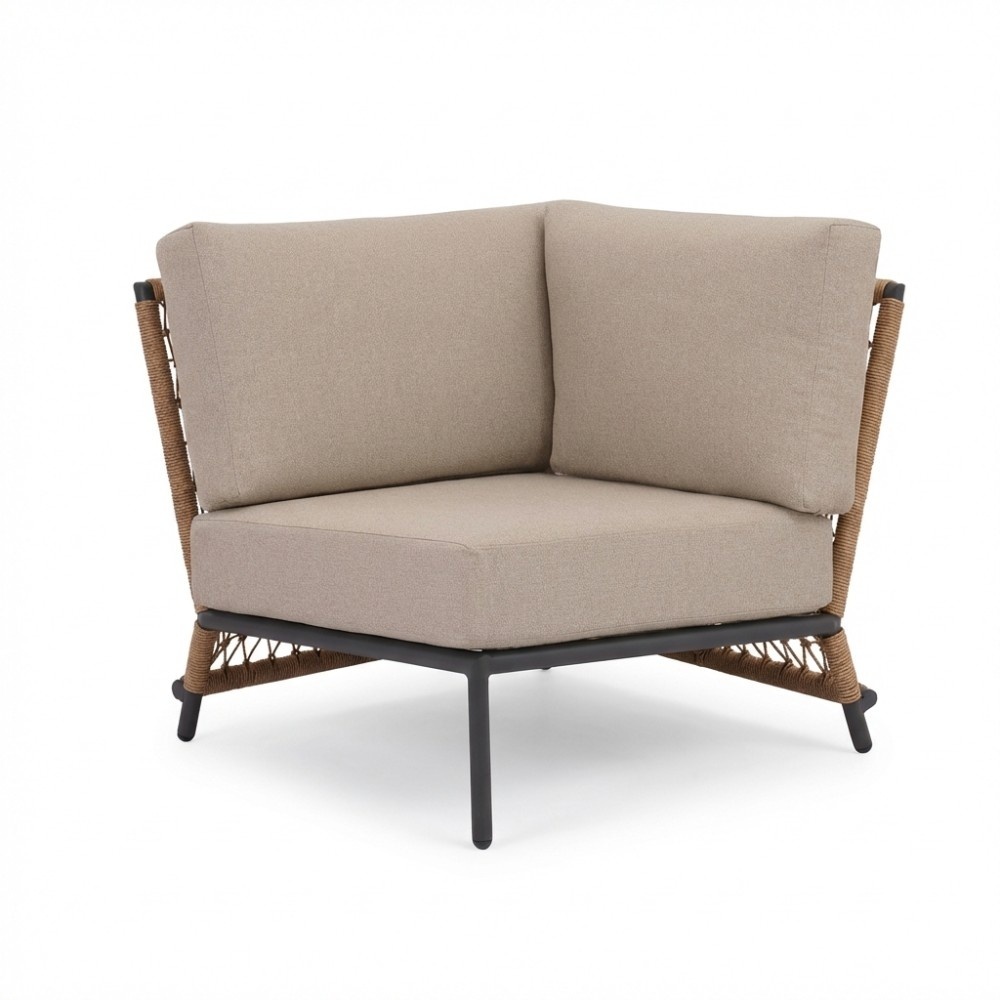 Vienna/Palau hoek loungeset 5 personen | wicker + aluminium | zand | 4-delig - 223x223cm