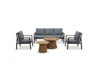 Tokyo/Palau stoel-bank loungeset 5 personen | aluminium + polywood | beige | 5-delig