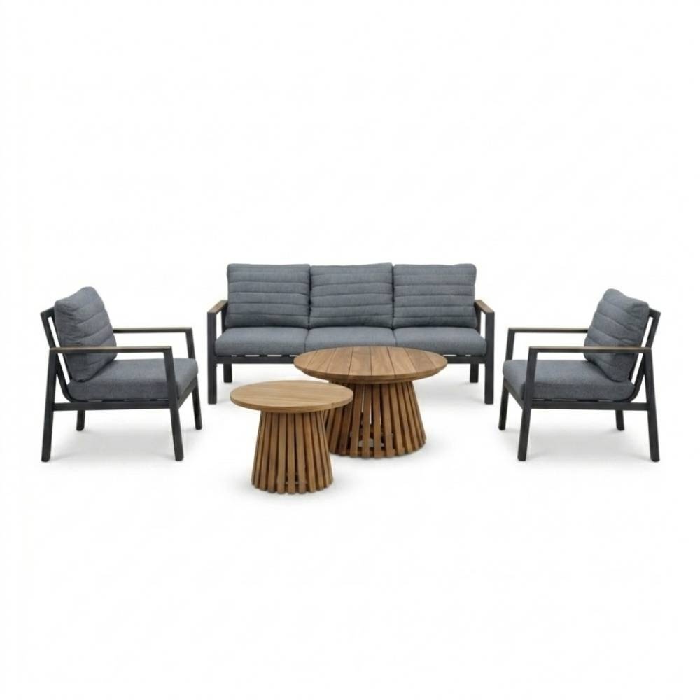 Tokyo/Palau stoel-bank loungeset 5 personen | aluminium + polywood | beige | 5-delig