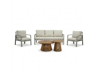 Tokyo/Palau stoel-bank loungeset 5 personen | aluminium + polywood | antraciet | 5-delig