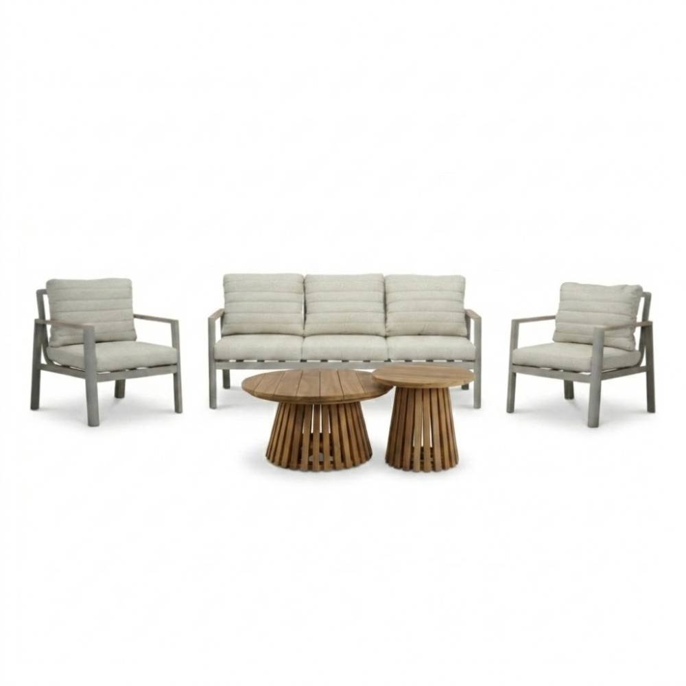 Tokyo/Palau stoel-bank loungeset 5 personen | aluminium + polywood | antraciet | 5-delig