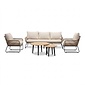 BUITEN living Valencia/Palermo stoel-bank loungeset 5 personen | touw + aluminium | Sahara Dust | 3-delig