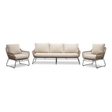 Valencia/Palermo stoel-bank loungeset 5 personen | touw + aluminium | Sahara Dust | 3-delig