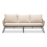 Valencia/Palermo stoel-bank loungeset 5 personen | touw + aluminium | Sahara Dust | 3-delig