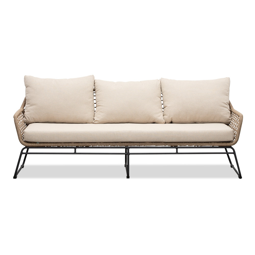 Valencia/Palermo stoel-bank loungeset 5 personen | touw + aluminium | Sahara Dust | 3-delig